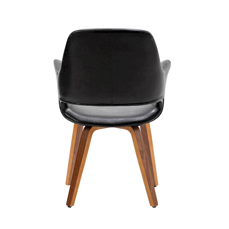Sedia da pranzo in pelle PU, gambe in legno curvato, set da 2 – Blu / Verde / Bianco / Nero