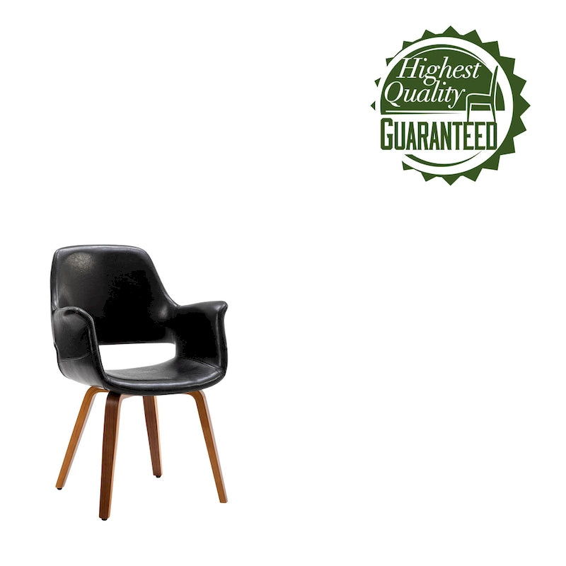 Sedia da pranzo in pelle PU, gambe in legno curvato, set da 2 – Blu / Verde / Bianco / Nero