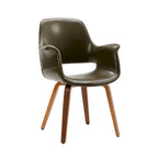 Sedia da pranzo in pelle PU, gambe in legno curvato, set da 2 – Blu / Verde / Bianco / Nero