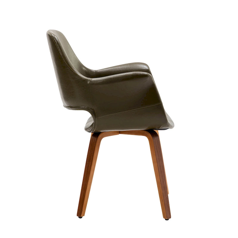 Sedia da pranzo in pelle PU, gambe in legno curvato, set da 2 – Blu / Verde / Bianco / Nero