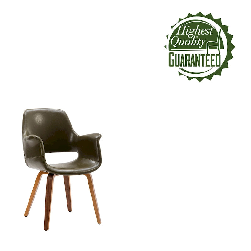 Sedia da pranzo in pelle PU, gambe in legno curvato, set da 2 – Blu / Verde / Bianco / Nero