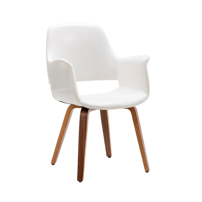 Sedia da pranzo in pelle PU, gambe in legno curvato, set da 2 – Blu / Verde / Bianco / Nero