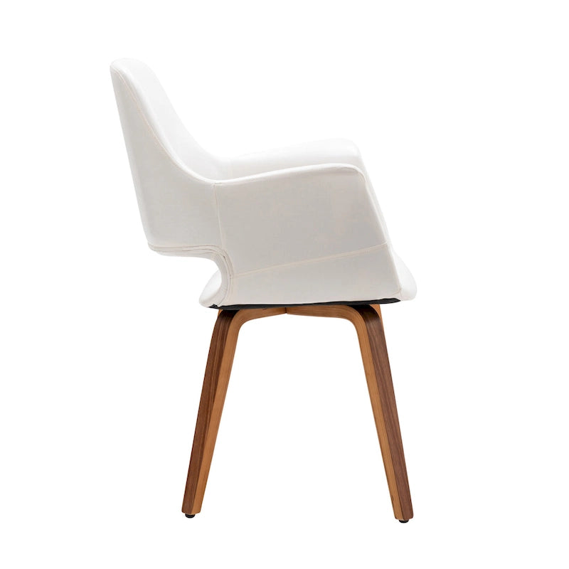 Sedia da pranzo in pelle PU, gambe in legno curvato, set da 2 – Blu / Verde / Bianco / Nero