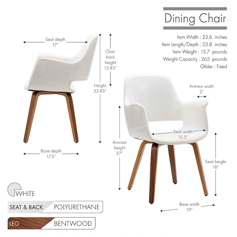 Sedia da pranzo in pelle PU, gambe in legno curvato, set da 2 – Blu / Verde / Bianco / Nero