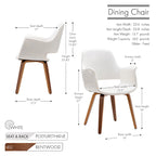 Sedia da pranzo in pelle PU, gambe in legno curvato, set da 2 – Blu / Verde / Bianco / Nero