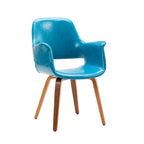 Sedia da pranzo in pelle PU, gambe in legno curvato, set da 2 – Blu / Verde / Bianco / Nero
