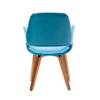 Sedia da pranzo in pelle PU, gambe in legno curvato, set da 2 – Blu / Verde / Bianco / Nero