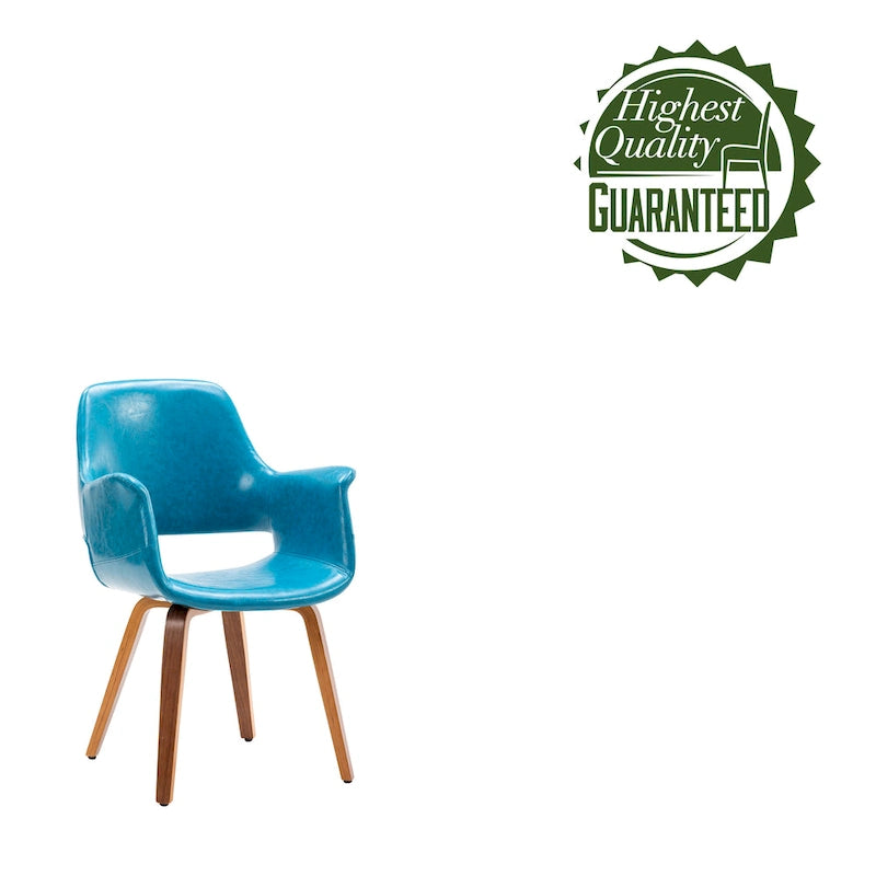 Sedia da pranzo in pelle PU, gambe in legno curvato, set da 2 – Blu / Verde / Bianco / Nero