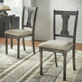 Sedie da pranzo in stile rustico, set da 2 – Grigio Invecchiato / Marrone Rustico / Legno Patinato