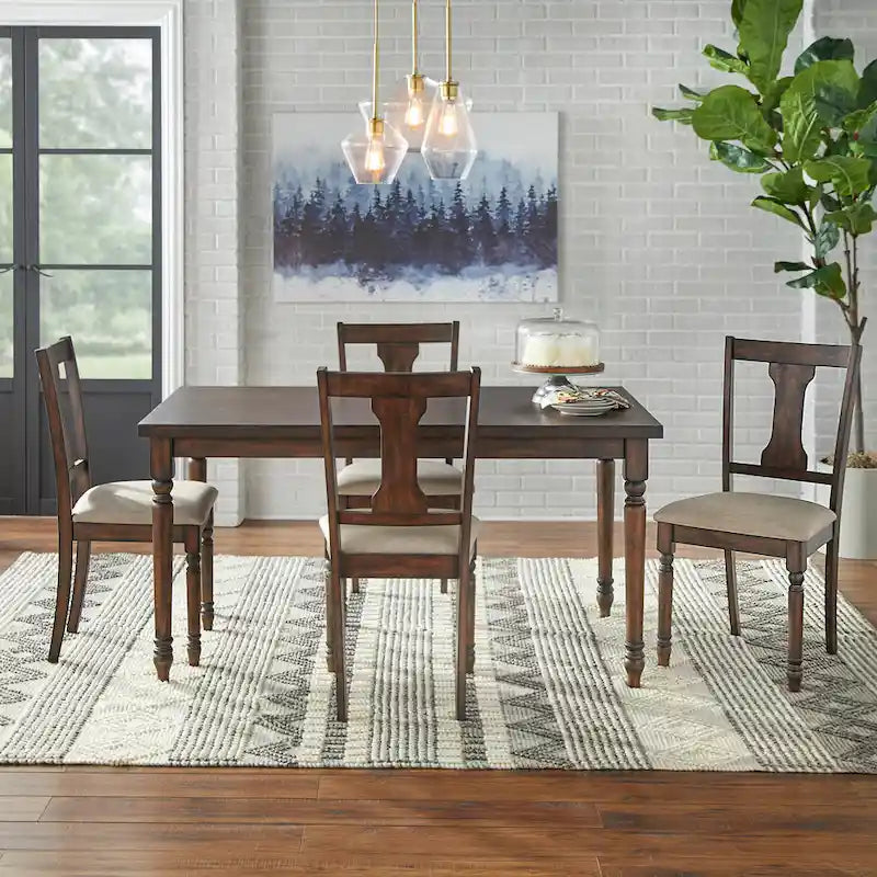 Sedie da pranzo in stile rustico, set da 2 – Grigio Invecchiato / Marrone Rustico / Legno Patinato