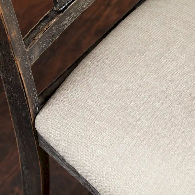 Sedie da pranzo in stile rustico, set da 2 – Grigio Invecchiato / Marrone Rustico / Legno Patinato