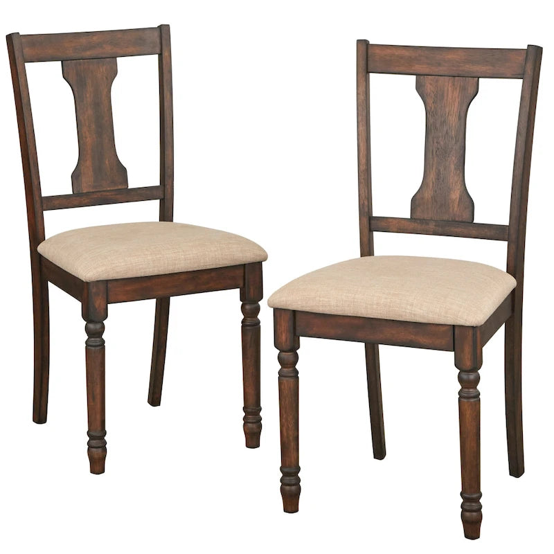 Sedie da pranzo in stile rustico, set da 2 – Grigio Invecchiato / Marrone Rustico / Legno Patinato