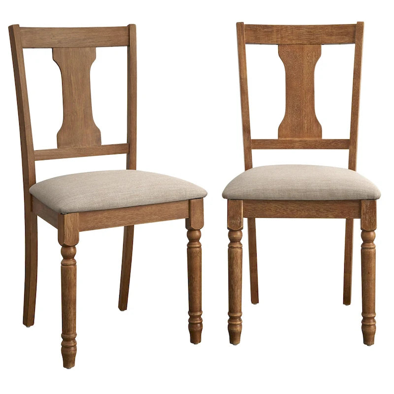 Sedie da pranzo in stile rustico, set da 2 – Grigio Invecchiato / Marrone Rustico / Legno Patinato