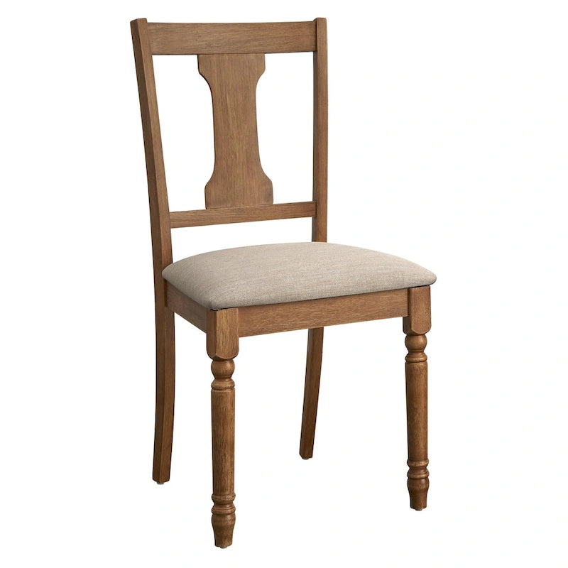 Sedie da pranzo in stile rustico, set da 2 – Grigio Invecchiato / Marrone Rustico / Legno Patinato