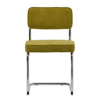 Sedie da pranzo in velluto a coste color senape/grigio/verde con gambe cromate, set da 2