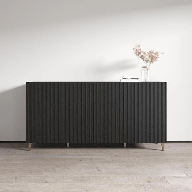 Credenza a 4 ante opaca Nera / Bianca / Rovere