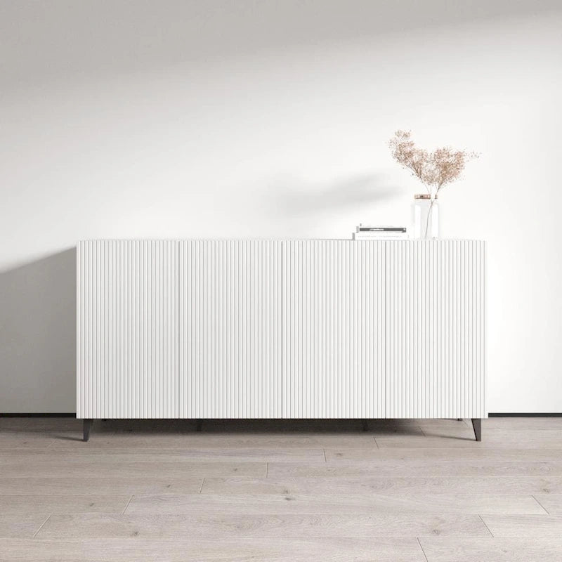 Credenza a 4 ante opaca Nera / Bianca / Rovere