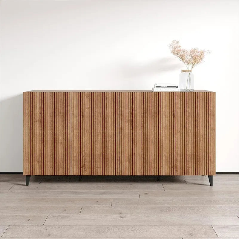 Credenza a 4 ante opaca Nera / Bianca / Rovere