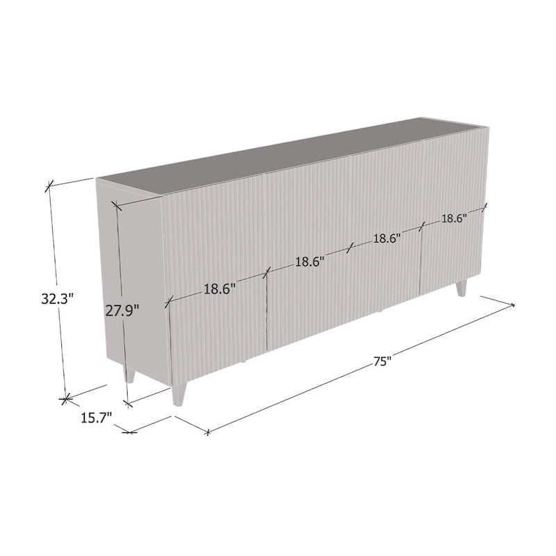 Credenza a 4 ante opaca Nera / Bianca / Rovere