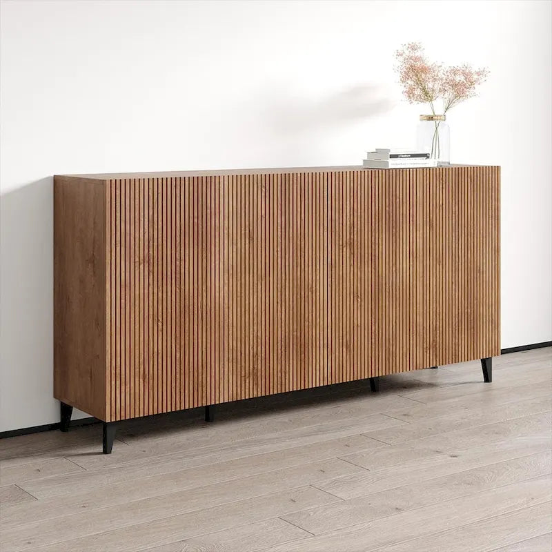 Credenza a 4 ante opaca Nera / Bianca / Rovere