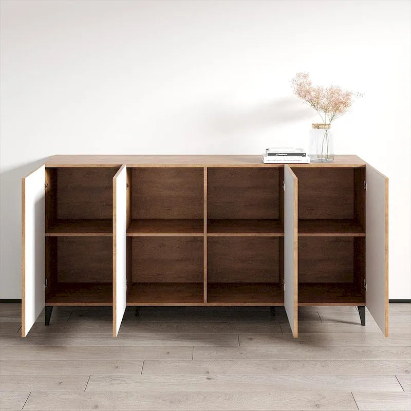 Credenza a 4 ante opaca Nera / Bianca / Rovere