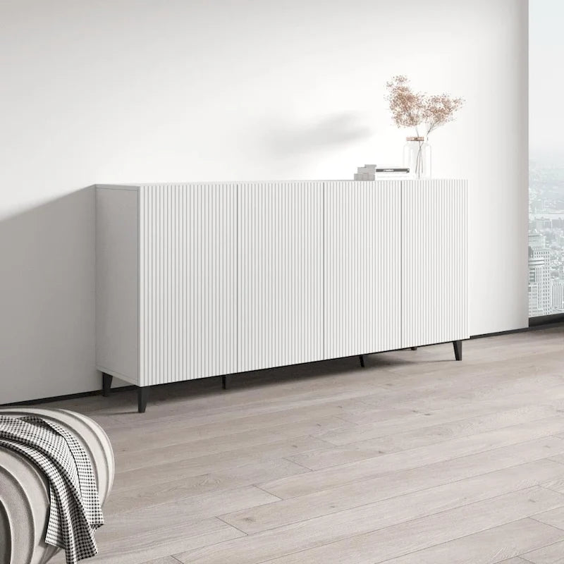 Credenza a 4 ante opaca Nera / Bianca / Rovere