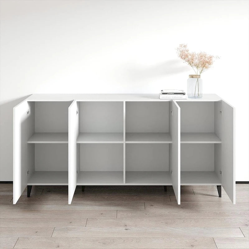 Credenza a 4 ante opaca Nera / Bianca / Rovere