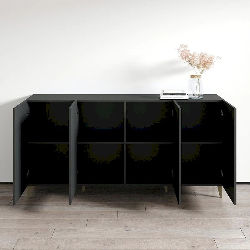 Credenza a 4 ante opaca Nera / Bianca / Rovere