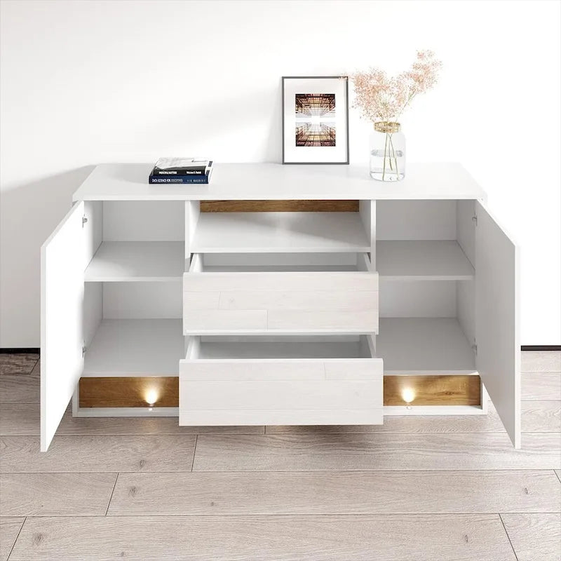Madia moderna in Rovere Bianco/Nero, 2 Ante, 160 cm