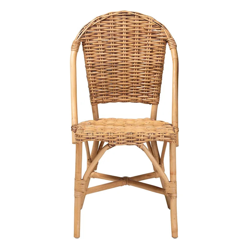Sedia da pranzo bohémien in rattan marrone naturale, 1 posto