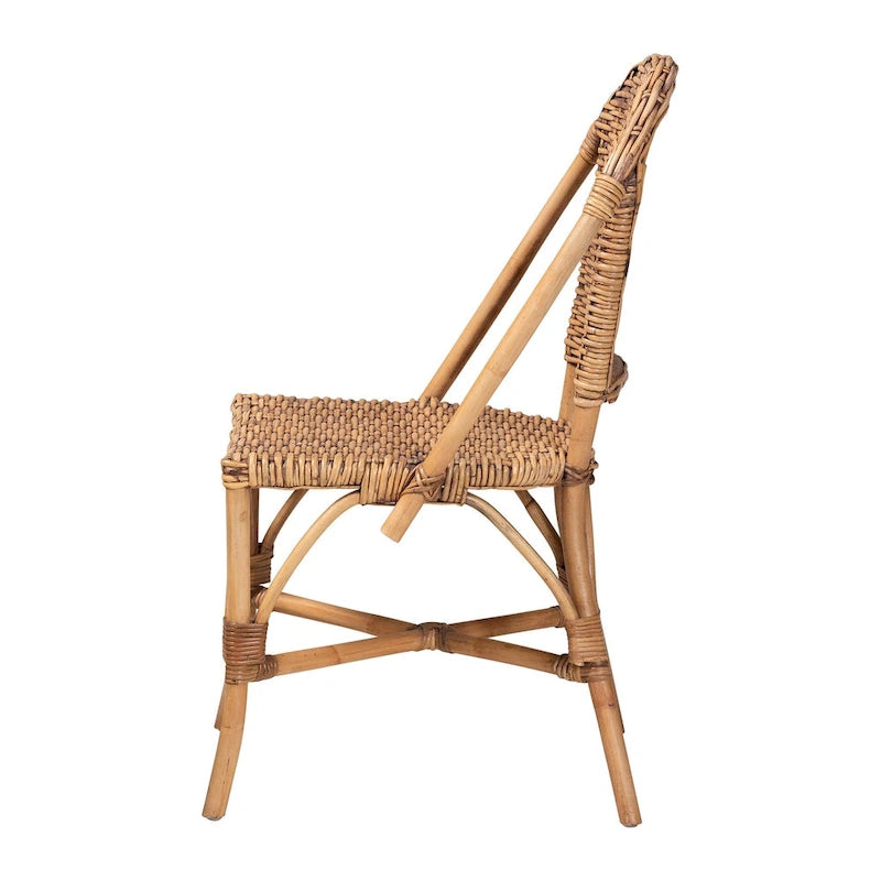 Sedia da pranzo bohémien in rattan marrone naturale, 1 posto