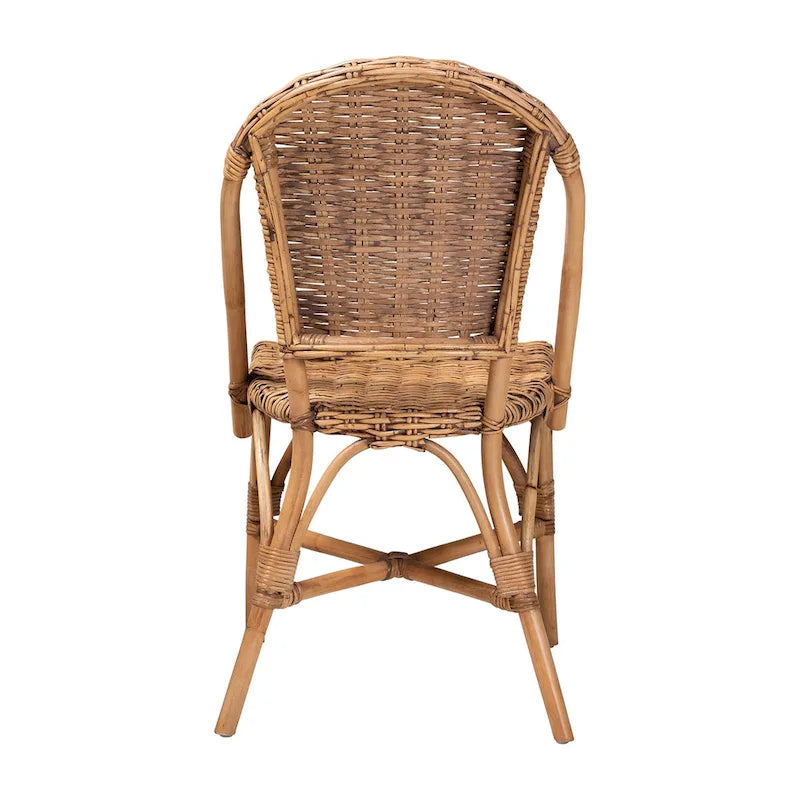 Sedia da pranzo bohémien in rattan marrone naturale, 1 posto