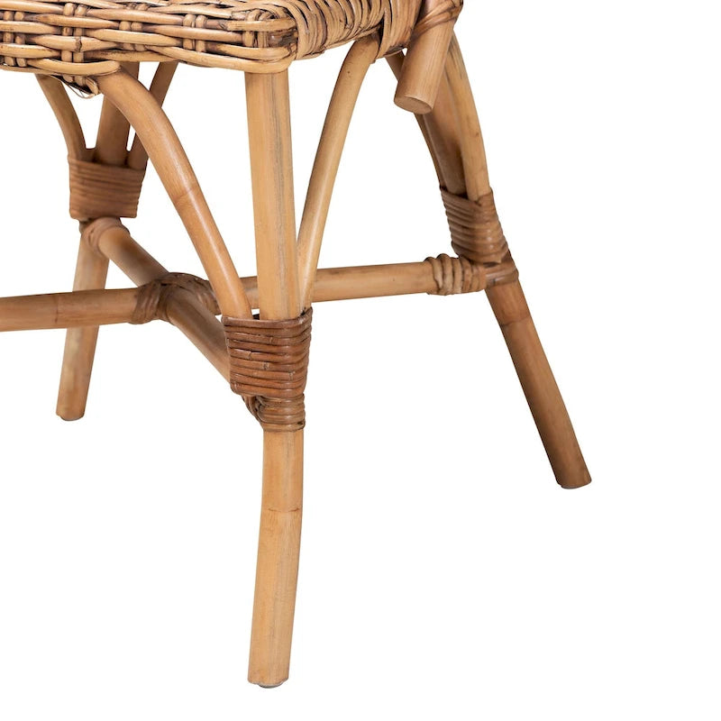 Sedia da pranzo bohémien in rattan marrone naturale, 1 posto