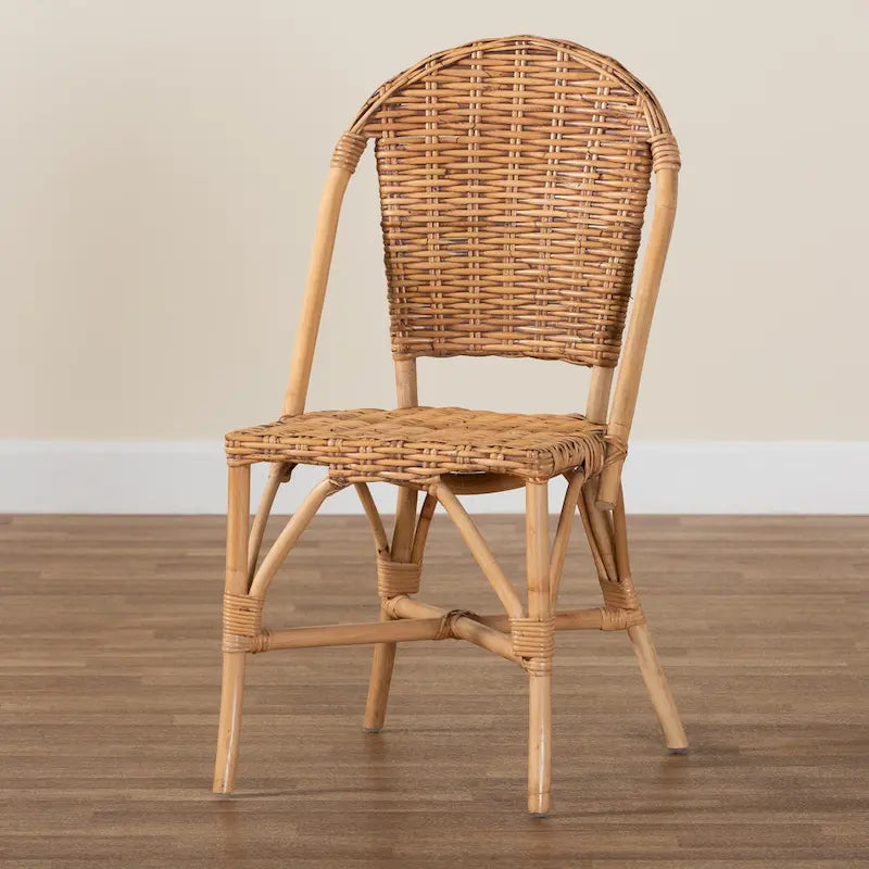 Sedia da pranzo bohémien in rattan marrone naturale, 1 posto