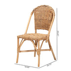 Sedia da pranzo bohémien in rattan marrone naturale, 1 posto