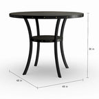 Tavolo da pranzo rotondo marrone altezza bancone con dettagli borchiati – 4-6 posti