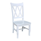 Sedia da Pranzo con Schienale a X in Legno Massello, Set da 2 – Gesso Anticato / Bianco / Nero