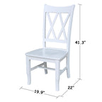 Sedia da Pranzo con Schienale a X in Legno Massello, Set da 2 – Gesso Anticato / Bianco / Nero