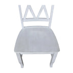 Sedia da Pranzo con Schienale a X in Legno Massello, Set da 2 – Gesso Anticato / Bianco / Nero