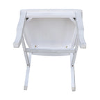 Sedia da Pranzo con Schienale a X in Legno Massello, Set da 2 – Gesso Anticato / Bianco / Nero