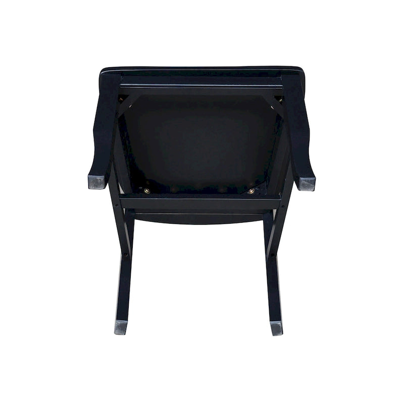 Sedia da Pranzo con Schienale a X in Legno Massello, Set da 2 – Gesso Anticato / Bianco / Nero