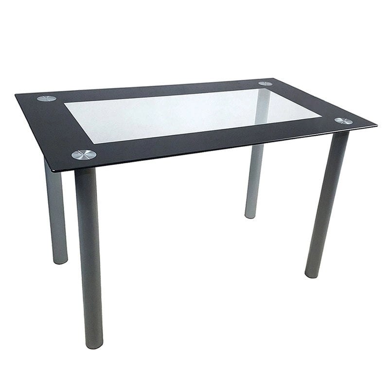 Tavolo da pranzo per 4 con piano in vetro trasparente nero