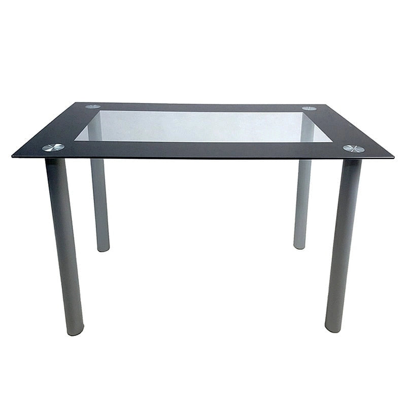 Tavolo da pranzo per 4 con piano in vetro trasparente nero