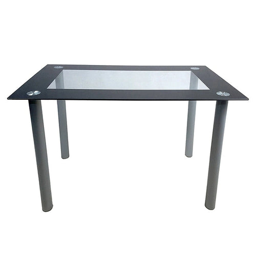Tavolo da pranzo per 4 con piano in vetro trasparente nero