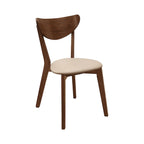 Set di 4 sedie da pranzo con schienale aperto color tan e castagna