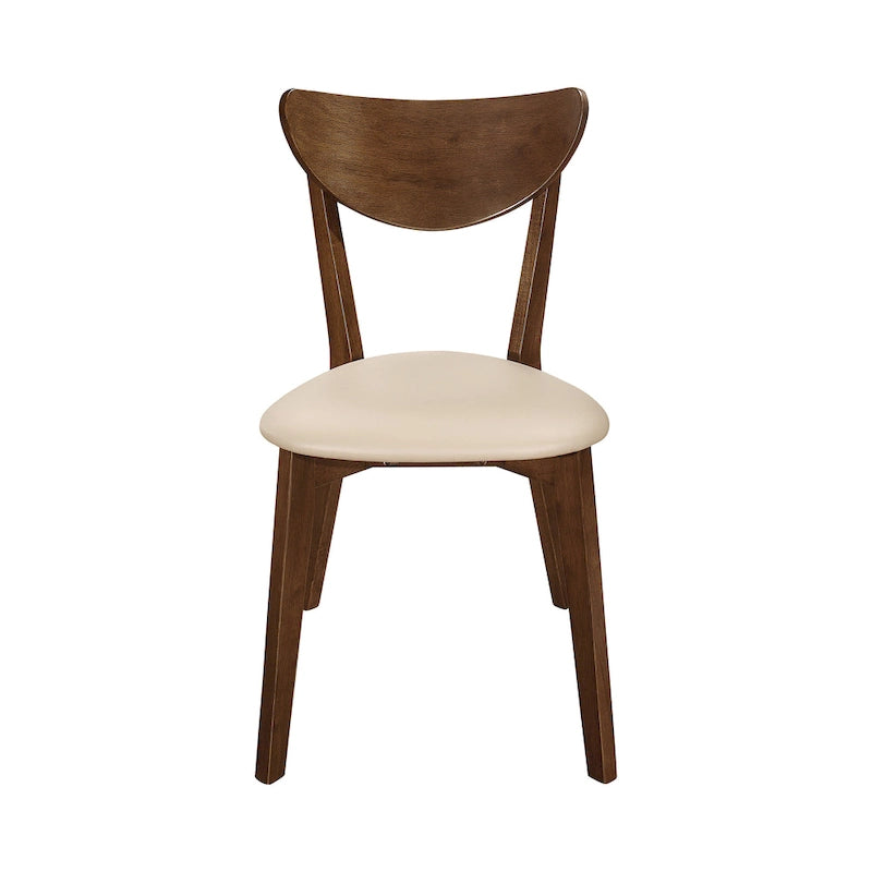 Set di 4 sedie da pranzo con schienale aperto color tan e castagna