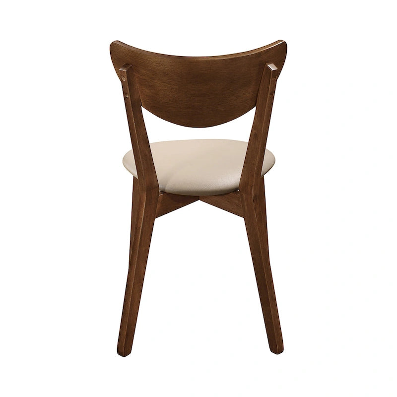 Set di 4 sedie da pranzo con schienale aperto color tan e castagna