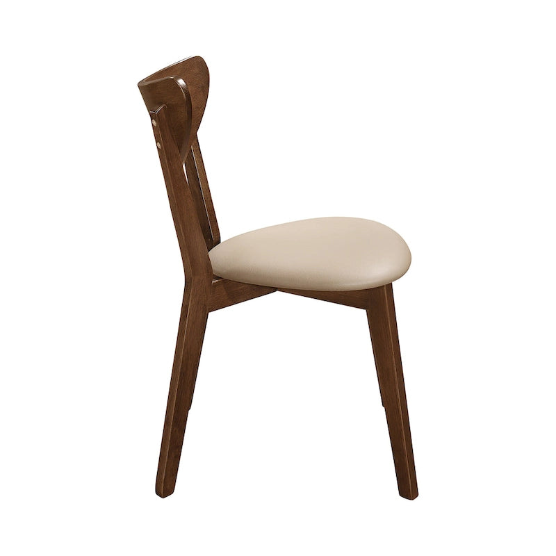Set di 4 sedie da pranzo con schienale aperto color tan e castagna