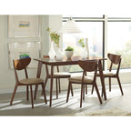 Set di 4 sedie da pranzo con schienale aperto color tan e castagna