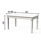 Tavolo da pranzo rettangolare specchiato color oro, 8 posti a sedere
